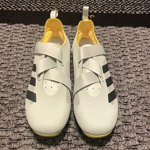 Adidas Indoor Cycling Shoes Men’s 9 Mint Green Yellow Strap Spin Class SPD